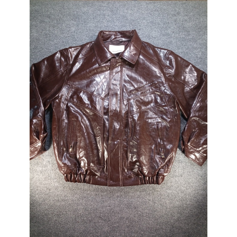The Frankie Shop Jacket XL Brown Faux Leather Bomber Moto Oversized Zip